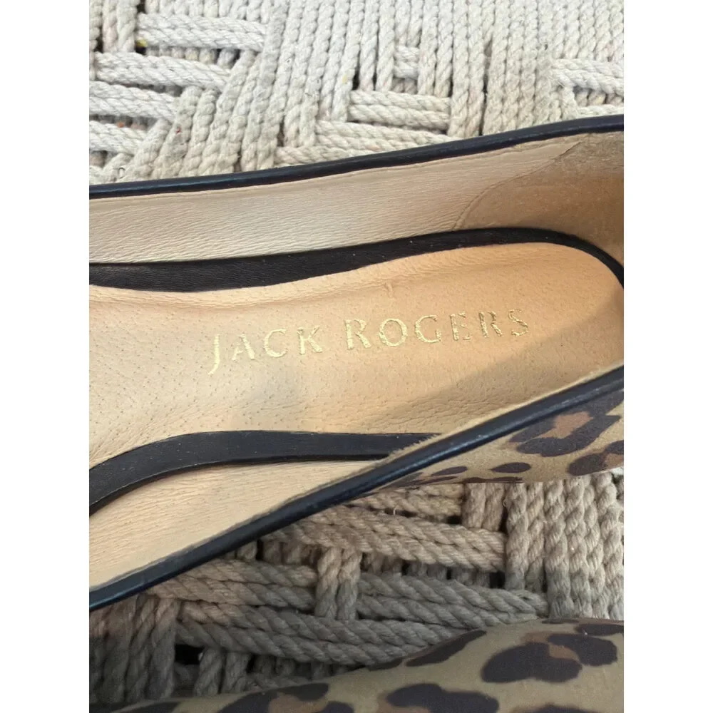 Jack Rogers Leopard Print Ballet Flats Suede Leather Size 7.5